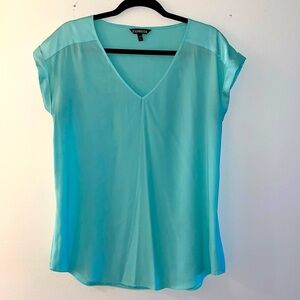 CLOSING CLOSET. Express Blue Silk V Neck Top Large